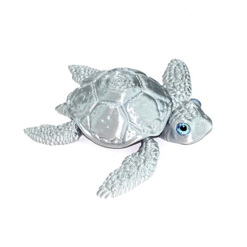 KXWDKJ 3D-gedruckte Fidgets, 3D-gedrucktes Tier, Meeresschildkröte, PLA-Material für Zuhause, Büro, Chef, Schreibtisch, Dekoration, Aquarium, Landschaftsbau (Silber) von KXWDKJ