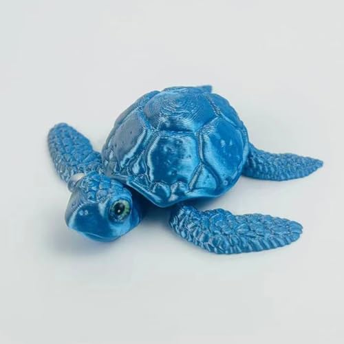 KXWDKJ 3D-gedruckte Fidgets, 3D-gedrucktes Tier, Meeresschildkröte, PLA-Material für Zuhause, Büro, Chef, Schreibtisch, Dekoration, Aquarium, Landschaftsbau (Silberblau) von KXWDKJ