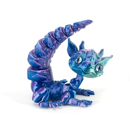 KXWDKJ 3D-gedruckte Fidgets, kleiner 3D-gedruckter Drache, 17 cm, Ganzkörper-Artikulation für Zuhause, Büro, Chef, Schreibtischdekoration (Seidenblau, Grün, Violett) von KXWDKJ