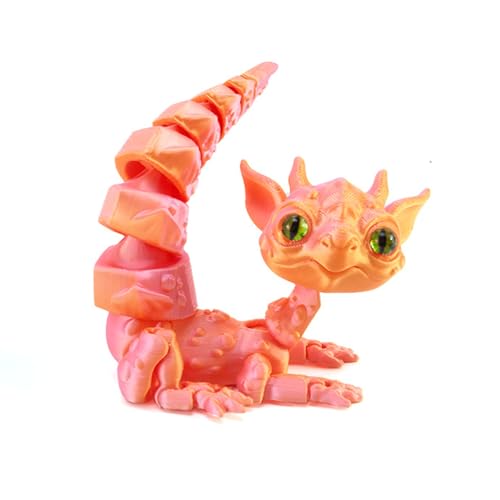 KXWDKJ 3D-gedruckte Fidgets, kleiner 3D-gedruckter Drache, 17 cm, Ganzkörper-Artikulation für Zuhause, Büro, Chef, Schreibtischdekoration (Seidenrosa-Gold) von KXWDKJ