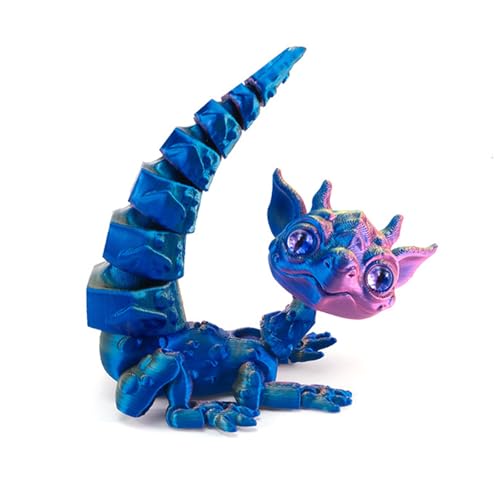 KXWDKJ 3D-gedruckte Fidgets, kleiner 3D-gedruckter Drache, 17 cm, Ganzkörper-Artikulation für Zuhause, Büro, Chef, Schreibtischdekoration (Seidenrot, Gelb, Blau) von KXWDKJ