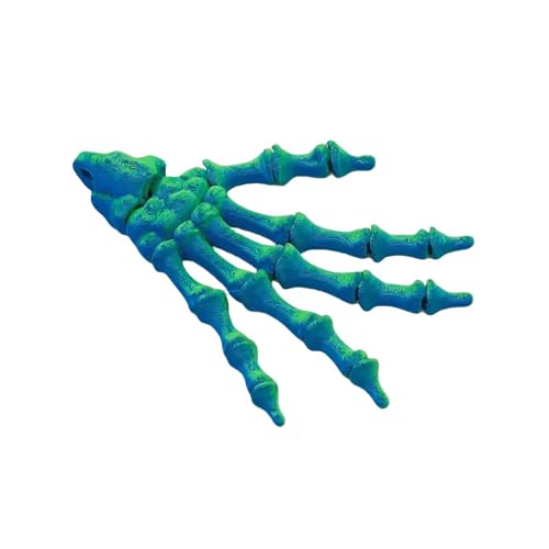 KXWDKJ 3D-gedruckte Fidgets: 3D-gedruckte Halloween-Skeletthand (10 cm), für stimmungsvolle Halloween-Dekoration (Blue Green) von KXWDKJ
