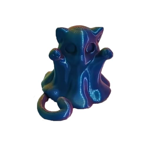 KXWDKJ 3D-gedruckte Mini-Tiere: 3D-gedrucktes Spielzeug, Geisterkätzchen, für stimmungsvolle Halloween-Dekoration (Laser Blue Green) von KXWDKJ
