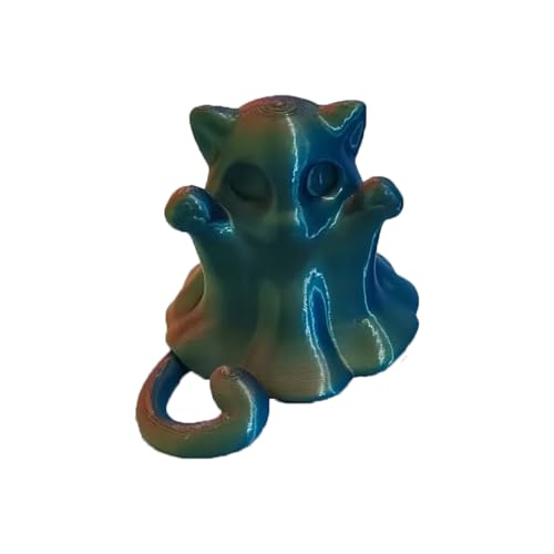KXWDKJ 3D-gedruckte Mini-Tiere: 3D-gedrucktes Spielzeug, Geisterkätzchen, für stimmungsvolle Halloween-Dekoration (Laser Yellow Blue) von KXWDKJ