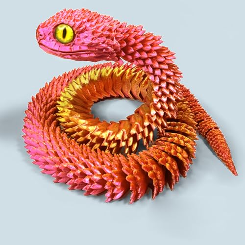 KXWDKJ 3D-gedruckte Schlangen, 3D-gedruckte Schlangen, 75 cm, für Zuhause, Büro, Chef, Schreibtisch, Dekoration, Laser-Rot-Gold von KXWDKJ