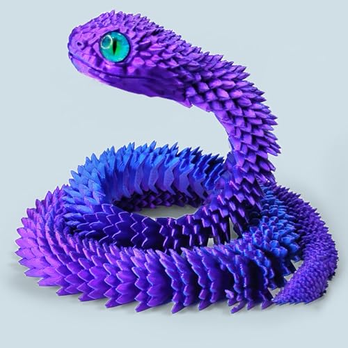 KXWDKJ 3D-gedruckte Schlangen, 3D-gedruckte Schlangen, 75 cm, für Zuhause, Büro, Chef, Schreibtisch, Dekoration, Laserblau-Lila von KXWDKJ