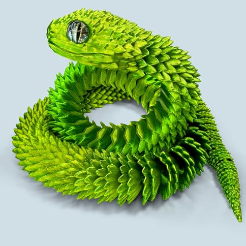 KXWDKJ 3D-gedruckte Schlangen, 3D-gedruckte Schlangen, 75 cm, für Zuhause, Büro, Chef, Schreibtisch, Dekoration, Lasergelb-Grün von KXWDKJ