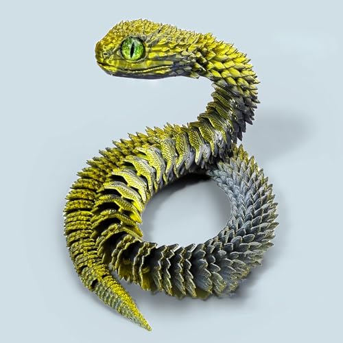 KXWDKJ 3D-gedruckte Schlangen, 3D-gedruckte Schlangen, 75 cm, für Zuhause, Büro, Chef, Schreibtisch, Dekoration (Laserschwarz, Gold) von KXWDKJ