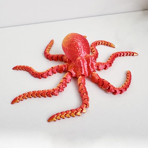 KXWDKJ 3D-gedruckte Tiere, 3D-Druck, Krake, 17 cm, für Zuhause, Büro, Cheftisch, Dekoration, Laserrot von KXWDKJ