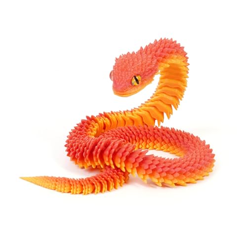 KXWDKJ 3D-gedruckte Tiere, 3D-gedruckte Fidgetschlange, 2-farbiger Farbverlauf, voll bewegliche Gelenke, für Zuhause, Büro, Bürodekoration, Schreibtischspielzeug (30 cm, Sonnenuntergang) von KXWDKJ