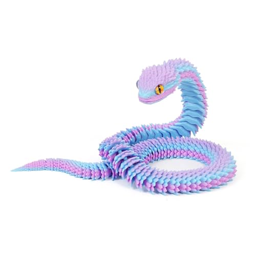 KXWDKJ 3D-gedruckte Tiere, 3D-gedruckte Fidgetschlange, 2-farbiger Farbverlauf, voll bewegliche Gelenke, für Zuhause, Büro, Dekoration, Schreibtischspielzeug (45 cm, Tiefsee) von KXWDKJ
