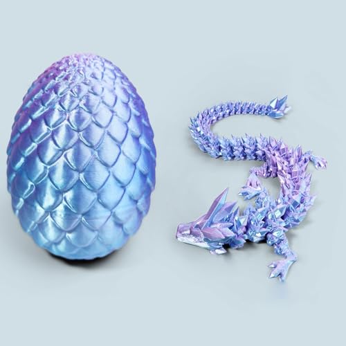 KXWDKJ 3D-gedruckter Fidgets-Drache, 3D-Druck mit Ei, für Zuhause, Büro, Bürodekoration, Schreibtischspielzeug (30 cm, Traumblau) von KXWDKJ