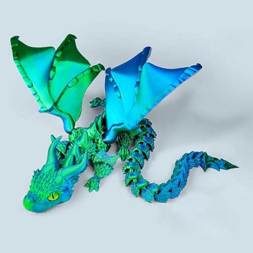 KXWDKJ Fidget Dragon 3D-Druck Drache für Home Office Decor Executive Desk Toys (30 x 15 cm, Laser-Blau-Grün) von KXWDKJ