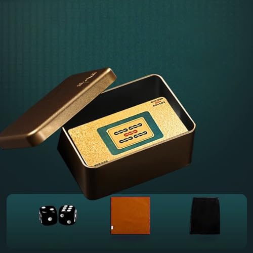 KXWDKJ Mahjong Cards Mah Jongg Gifts 144pcs PVC Waterproof with 2 Dice Leather Tablecloth for Outdoor Party Travel (Iron Box) von KXWDKJ