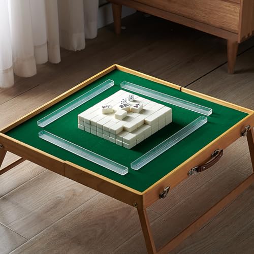 KXWDKJ Reise-Mahjong-Set, Mahjong-Match-Tisch, tragbar, 144 Stück, mit Aufbewahrungstasche, Lineal, Würfel für Partys im Freien (weiß) von KXWDKJ
