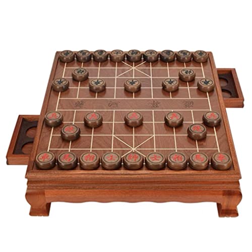 Xiangqi, Chinesisches Schachspiel, Tischspiele, Puzzlespiel mit Schachtisch mit Schublade/Schachbox/Figuren, Strategiespiel for 2 Spieler, Durchmesser 4,8 cm/1,9 Zoll(Size:Heisuanzhi) von KXXNYA