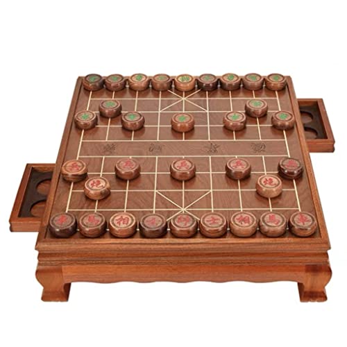 Xiangqi, Chinesisches Schachspiel, Tischspiele, Puzzlespiel mit Schachtisch mit Schublade/Schachbox/Figuren, Strategiespiel for 2 Spieler, Durchmesser 4,8 cm/1,9 Zoll(Size:Hongsuanzhi) von KXXNYA