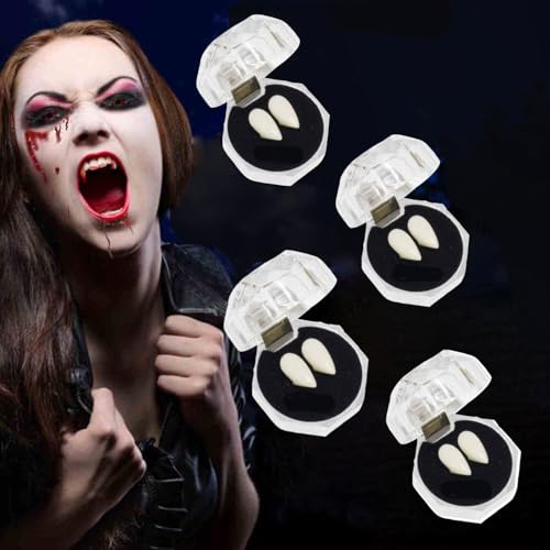 KXYINOS Vampir Zähne Kostüm 4 Größe Fangs Vampire Gefälschte Zähne für Cosplay Party Requisiten Halloween Party Fangs Gefälligkeiten von KXYINOS