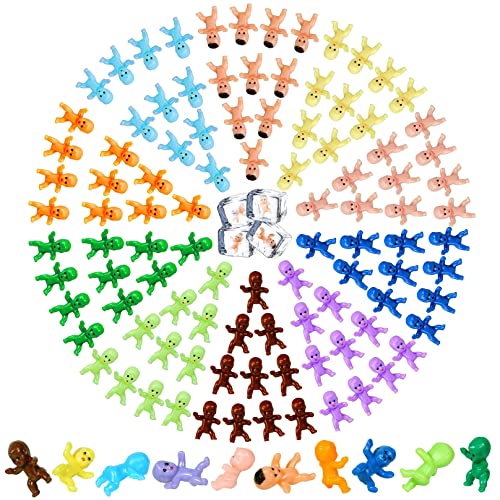 KY-Tech Mini-Baby-Puppe aus Kunststoff, 200 Stück, 2.5 cm, kleine Baby-Eiswürfel, Babypuppe für Babyparty, Party, Spielzubehör, Dekoration, Halloween-Dekoration (200 Stück, mehrfarbig) von KY-Tech