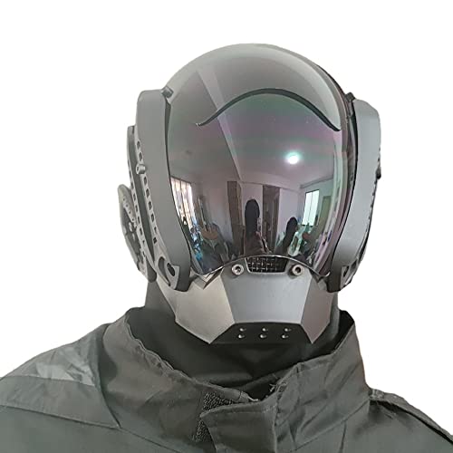 KYEDAY Punk Maske Cosplay für Herren, mechanische Sci-Fi Ausrüstung Cosplay Halloween Maske Fit Party Musik Festival Zubehör (Schwarz) von KYEDAY