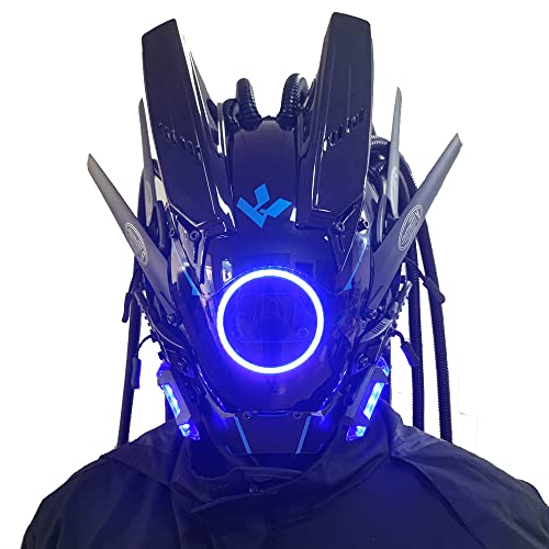 KYEDAY Punk Maske Cosplay für Männer, rundes Licht mit Zöpfen Maske Cosplay Halloween Fit Party Musik Festival Zubehör, Blau, Groß KYEDAY Punk Maske Cosplay für Männer, rundes Licht mit Zöpfen Maske Cosplay Halloween Fit Party Musik Festival Zubehör, Blau, Groß von KYEDAY