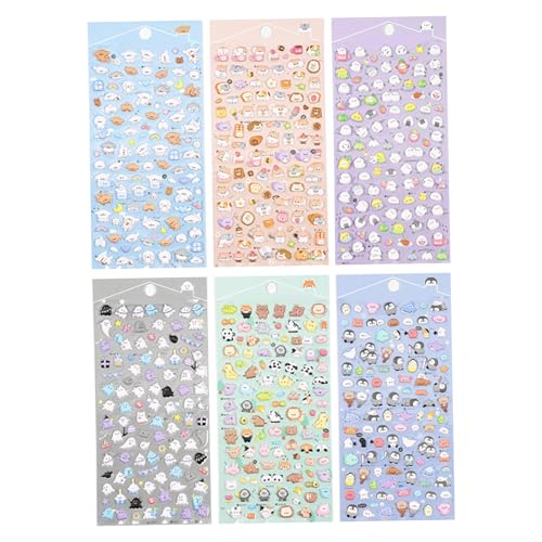 KYEQATY 6 Blätter geschwollene Aufkleber Süßes Cartoon Tierschaum 3D Kawaii Japanische Aufkleber DIY Geschenke für Kinder Mädchen Erwachsene von KYEQATY
