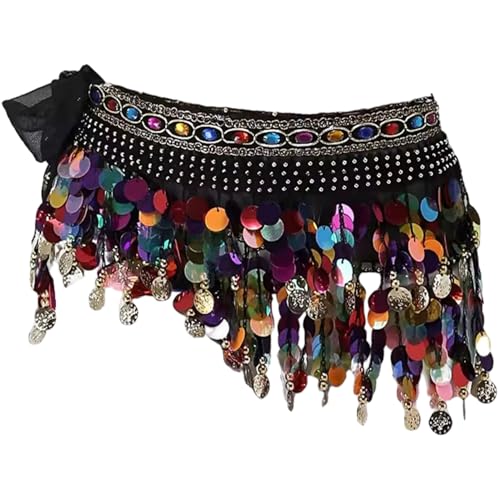 KYEQATY Belly Dance Hip Schal Bling Pailletten Coin Bauchtanz Rock Wrap Tanzkostüme perfekt für Frauen Performance KYEQATY Belly Dance Hip Schal Bling Pailletten Coin Bauchtanz Rock Wrap Tanzkostüme perfekt für Frauen Performance von KYEQATY