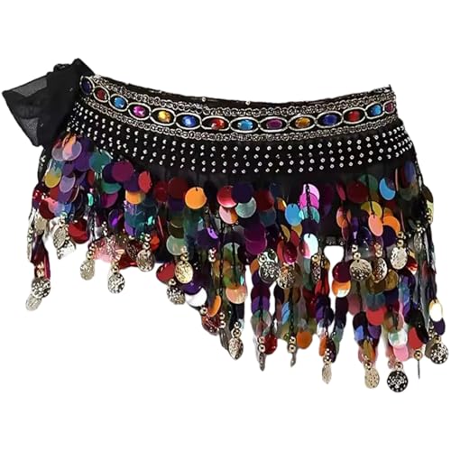 KYEQATY Belly Dance Hip Schal Bling Paillistin Coin Bauchtanz Rock Wrap Tanzkostüme für Halloween Performance KYEQATY Belly Dance Hip Schal Bling Paillistin Coin Bauchtanz Rock Wrap Tanzkostüme für Halloween Performance von KYEQATY
