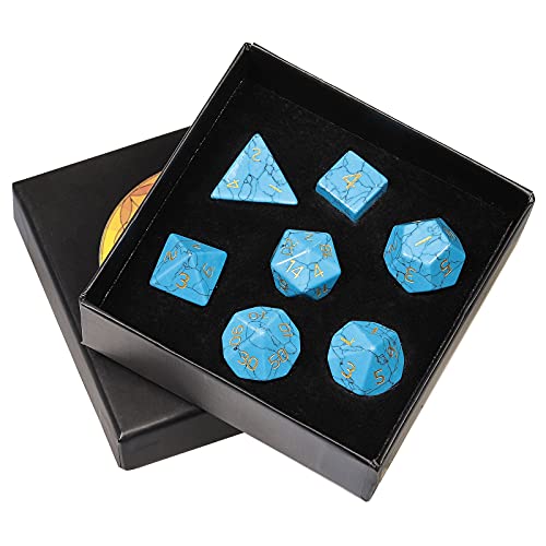 KYEYGWO Blau Howlith Türkis Kristall Polyedrische Würfel Set, 7pcs Reiki Heilung Stein Polyedrischer Spielwürfel für Dungeons und Dragons RPG DND Dice Tischkartenspiele Brettspielwürfel KYEYGWO Blau Howlith Türkis Kristall Polyedrische Würfel Set, 7pcs Reiki Heilung Stein Polyedrischer Spielwürfel für Dungeons und Dragons RPG DND Dice Tischkartenspiele Brettspielwürfel von KYEYGWO