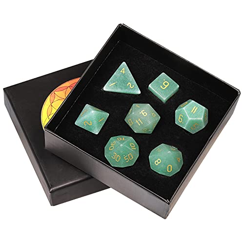 KYEYGWO Grüner Aventurin Kristall Polyedrische Würfel Set, 7pcs Reiki Heilung Stein Polyedrischer Spielwürfel für Dungeons und Dragons RPG DND Dice Tischkartenspiele Brettspielwürfel KYEYGWO Grüner Aventurin Kristall Polyedrische Würfel Set, 7pcs Reiki Heilung Stein Polyedrischer Spielwürfel für Dungeons und Dragons RPG DND Dice Tischkartenspiele Brettspielwürfel von KYEYGWO