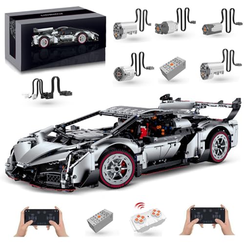 KYLON Technik Auto für Lambo Poison, 4000+ Teile Technik Lambo Auto MOC Bausatz, Mit 5 M0T0R, Technik Supersportwagen 1:8 KIemmbausteine Set für Kinder Erwachsene von KYLON