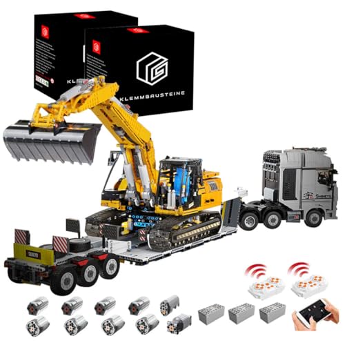 KYLON Technik LKW mit Anhänger, Technik Bagger, 6300 Teile Technik Truck mit Anhanger, Technik Raupen-Bagger Technik LKW mit Tieflader Set Kompatibel mit Technik LKW, Technik Bagger KYLON Technik LKW mit Anhänger, Technik Bagger, 6300 Teile Technik Truck mit Anhanger, Technik Raupen-Bagger Technik LKW mit Tieflader Set Kompatibel mit Technik LKW, Technik Bagger von KYLON