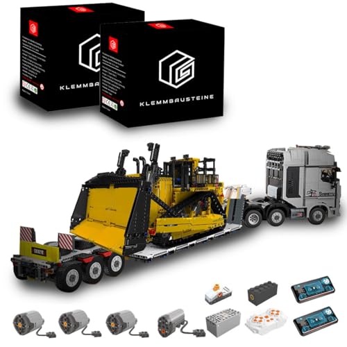 KYLON Technik LKW mit Anhänger, Technik Bulldozer, 5986+ Teile Technik Truck mit Tieflader, Technik Raupen-Bulldozer KIemmbausteine Set für Kinder und Erwachsene KYLON Technik LKW mit Anhänger, Technik Bulldozer, 5986+ Teile Technik Truck mit Tieflader, Technik Raupen-Bulldozer KIemmbausteine Set für Kinder und Erwachsene von KYLON