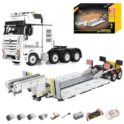 KYLON Technik LKW mit Anhänger Bausatz, YC-GC007 LKW mit Tieflader Bausatz, 4478 Teile Truck mit Anhänger Bausatz für Kinder Erwachsene von KYLON