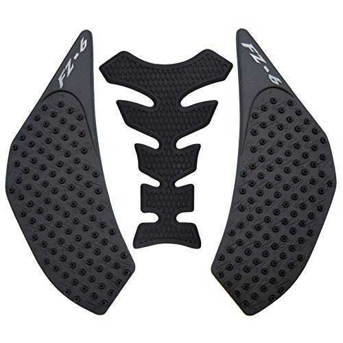 KYN Für Yamaha FZ6 FZ6N 2006 2007 2008 2009 2010 Motorrad Transparent 3M Gas Tank Pad Anti-Rutsch Aufkleber Seite Fuel Gas Grip Aufkleber Protector (Schwarz) von KYN