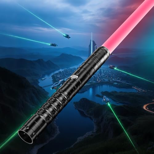 Laserschwert Kinder,RGB 15 Farben 2 in 1 Metallgriff Lichtschwert,Duell Lightsaber mit 4 Modi,USB-C Wiederaufladbar FX-Lichtschwerter für Kinder und Erwachsene, Halloween Cosplay (Schwarz 1pc) von KYWLCO