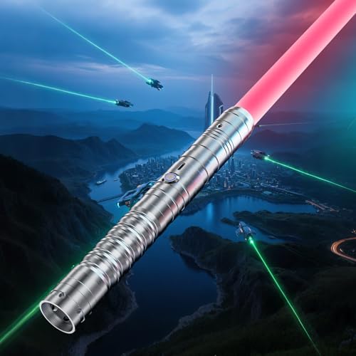 Laserschwert Kinder,RGB 15 Farben 2 in 1 Metallgriff Lichtschwert,Duell Lightsaber mit 4 Modi,USB-C Wiederaufladbar FX-Lichtschwerter für Kinder und Erwachsene, Halloween Cosplay (Silber 1pc) von KYWLCO