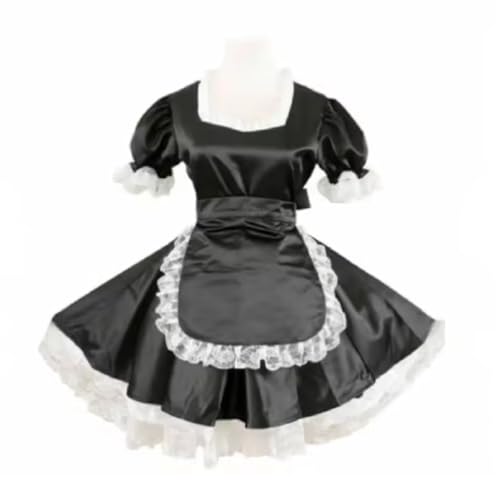 KYXSPINWARDPV Abschließbares Sissy Cosplay schwarzes Dienstmädchenkleid, Satin, Gothic, Lolita, Karneval, Halloween, Kostüm, personalisierbar, Schwarz, Größe M KYXSPINWARDPV Abschließbares Sissy Cosplay schwarzes Dienstmädchenkleid, Satin, Gothic, Lolita, Karneval, Halloween, Kostüm, personalisierbar, Schwarz, Größe M von KYXSPINWARDPV