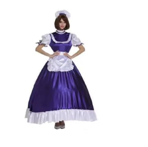 KYXSPINWARDPV Abschließbares Sissy Gothic Lolita Punk Satin Cosplay Maßgeschneidertes Weihnachtskostüm Karneval, Lila, 7XL von KYXSPINWARDPV