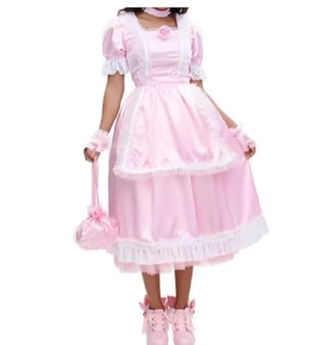 KYXSPINWARDPV Abschließbares Sissy-Kleid Dienstmädchen, Satin-Spitzenschürze, Cosplay, Halloween, Kostüm, Rosa, Größe 7XL KYXSPINWARDPV Abschließbares Sissy-Kleid Dienstmädchen, Satin-Spitzenschürze, Cosplay, Halloween, Kostüm, Rosa, Größe 7XL von KYXSPINWARDPV