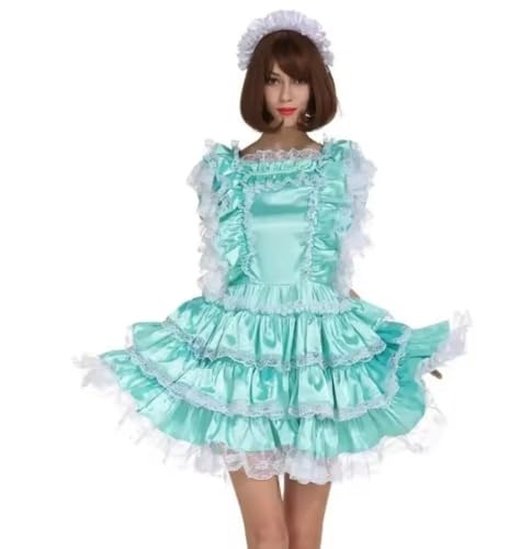 KYXSPINWARDPV Abschließbares Sissy Maid grünes Kleid, Satin, Cosplay-Kostüm, personalisierbar, Grün, Größe S KYXSPINWARDPV Abschließbares Sissy Maid grünes Kleid, Satin, Cosplay-Kostüm, personalisierbar, Grün, Größe S von KYXSPINWARDPV