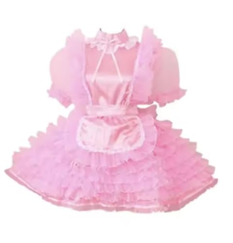 KYXSPINWARDPV Cosplay Maid Satin-Organza-Kostüm, Rosa, Größe 3XL KYXSPINWARDPV Cosplay Maid Satin-Organza-Kostüm, Rosa, Größe 3XL von KYXSPINWARDPV