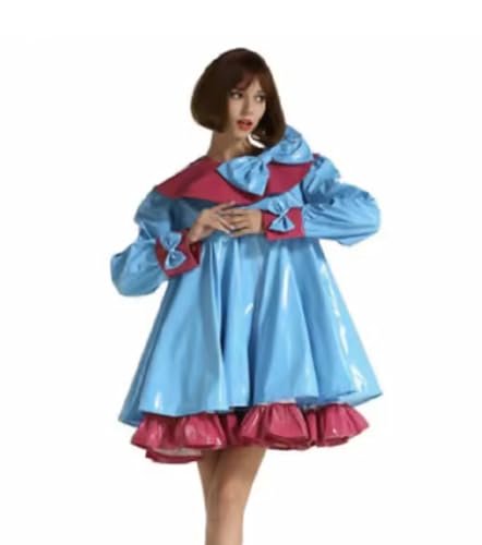 KYXSPINWARDPV Cosplay Sissy Kleid mit Schleife, feminin und abschließbar, PVC-Kleid für Erwachsene, Blau, Größe S KYXSPINWARDPV Cosplay Sissy Kleid mit Schleife, feminin und abschließbar, PVC-Kleid für Erwachsene, Blau, Größe S von KYXSPINWARDPV