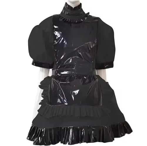 KYXSPINWARDPV Dienstmädchenkleid aus PVC-Leder, kurz Puff, Lolita, Halloween, Cosplay, personalisierbar, Schwarz, Größe XL KYXSPINWARDPV Dienstmädchenkleid aus PVC-Leder, kurz Puff, Lolita, Halloween, Cosplay, personalisierbar, Schwarz, Größe XL von KYXSPINWARDPV