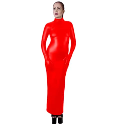 KYXSPINWARDPV Figurbetontes Maxikleid mit Handschuhen, für Herren, Sissy, Club, Party, Anpassung, Rot, Größe XL von KYXSPINWARDPV
