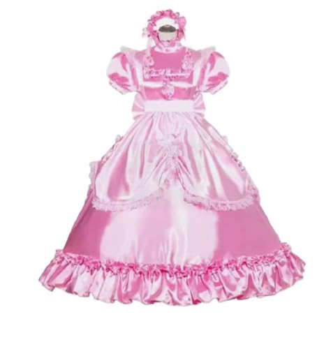KYXSPINWARDPV Gothic Maid Sissy abschließbares rosa Satinkleid Cosplay-Kostüme, Rosa, Größe 4XL KYXSPINWARDPV Gothic Maid Sissy abschließbares rosa Satinkleid Cosplay-Kostüme, Rosa, Größe 4XL von KYXSPINWARDPV