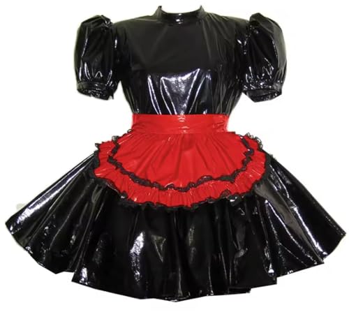 KYXSPINWARDPV Lolita-Schürze mit Stehkragen, Sissy, Party, Cosplay, PVC-Leder, Dienstmädchenkleid-Set, Rot, Größe M KYXSPINWARDPV Lolita-Schürze mit Stehkragen, Sissy, Party, Cosplay, PVC-Leder, Dienstmädchenkleid-Set, Rot, Größe M von KYXSPINWARDPV