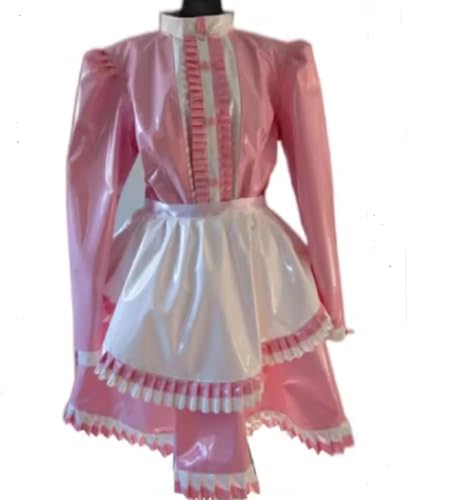 KYXSPINWARDPV PVC-Kleid, abschließbar, Rosa, Cosplay, Gothic, Dienstmädchen, Uniform, Halloween-Kostüm, Damen, Rosa, Größe 3XL von KYXSPINWARDPV