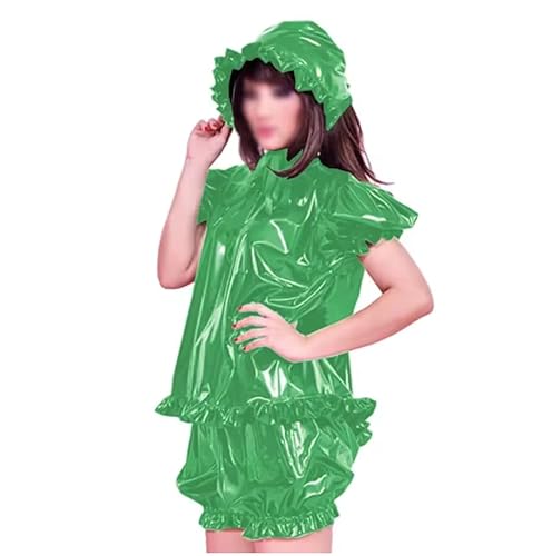 KYXSPINWARDPV PVC-Leder-Shorts, Outfits für Erwachsene, Sissy-Lolita-Stil, Tops mit Kapuze und Pumphose, Raves, Party-Kostüm, personalisierbar, Grün, Größe L KYXSPINWARDPV PVC-Leder-Shorts, Outfits für Erwachsene, Sissy-Lolita-Stil, Tops mit Kapuze und Pumphose, Raves, Party-Kostüm, personalisierbar, Grün, Größe L von KYXSPINWARDPV
