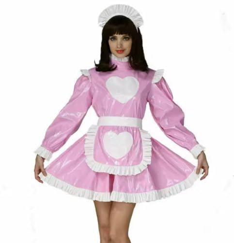 KYXSPINWARDPV PVC weibliche Dienerin, gesperrt, Cosplay-Kleidung, Damen, Rosa, Größe L von KYXSPINWARDPV